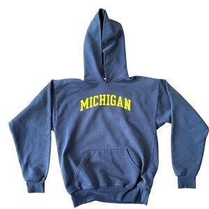 University of Michigan Sweatshirt Hood Hoodie Hooded Vintage Hanes YXL